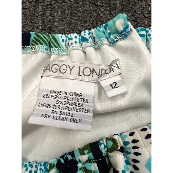 NWT Maggy London Womens Blue Aquamarine Floral Halter Neck Midi Dress Size 12 - Picture 5 of 9